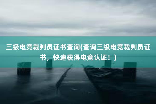 三级电竞裁判员证书查询(查询三级电竞裁判员证书，快速获得电竞认证！)