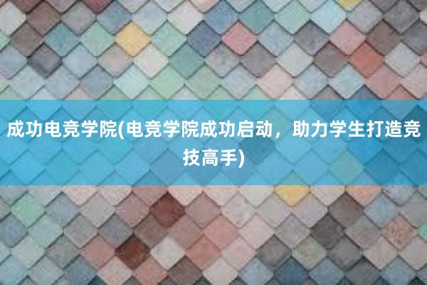 成功电竞学院(电竞学院成功启动，助力学生打造竞技高手)