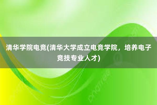 清华学院电竞(清华大学成立电竞学院，培养电子竞技专业人才)