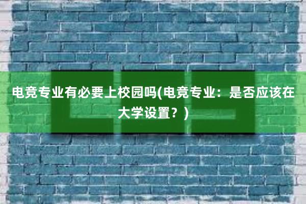 电竞专业有必要上校园吗(电竞专业：是否应该在大学设置？)