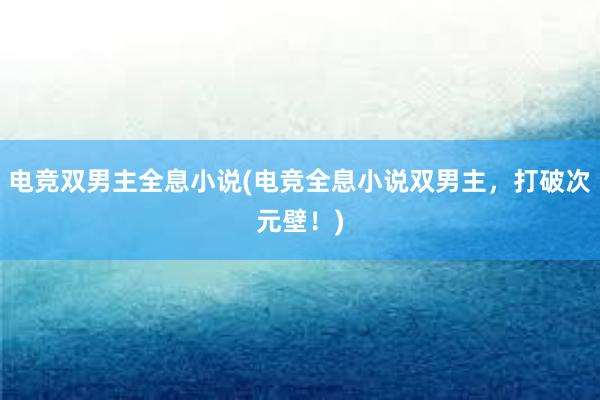 电竞双男主全息小说(电竞全息小说双男主，打破次元壁！)