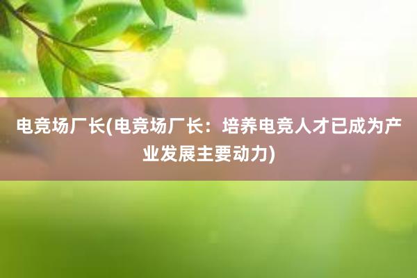 电竞场厂长(电竞场厂长：培养电竞人才已成为产业发展主要动力)