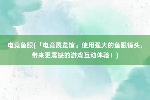 电竞鱼眼(「电竞展览馆」使用强大的鱼眼镜头，带来更震撼的游戏互动体验！)