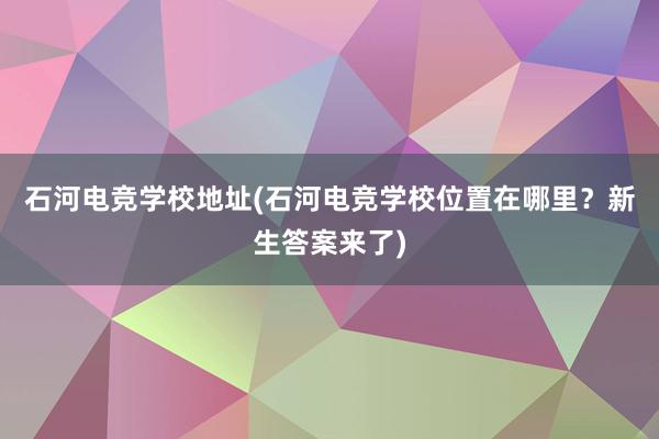 石河电竞学校地址(石河电竞学校位置在哪里？新生答案来了)