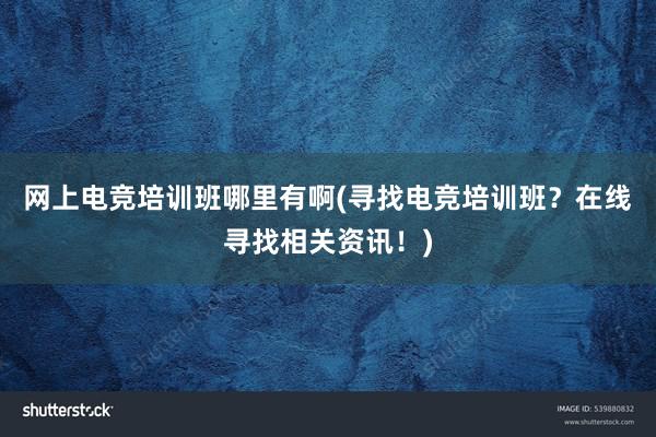 网上电竞培训班哪里有啊(寻找电竞培训班？在线寻找相关资讯！)