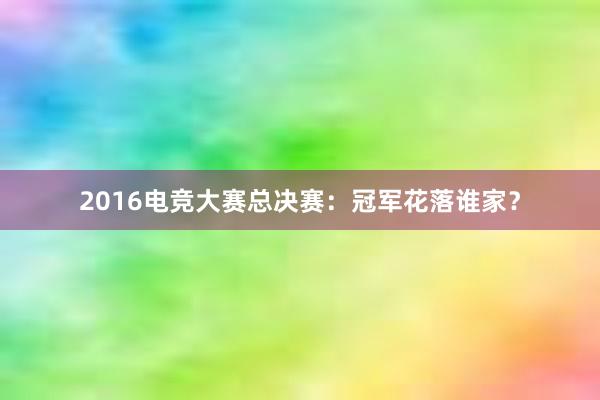 2016电竞大赛总决赛：冠军花落谁家？