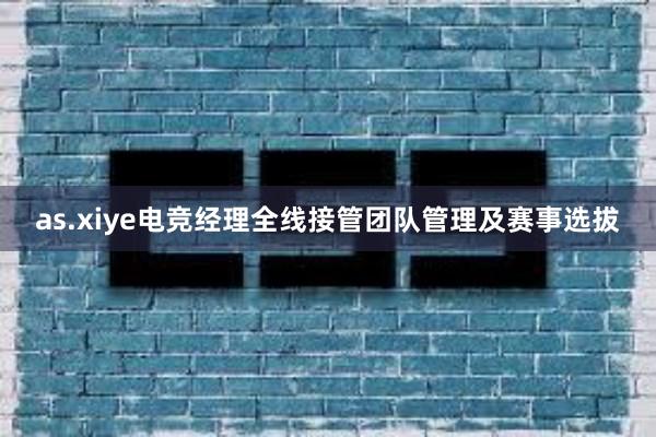 as.xiye电竞经理全线接管团队管理及赛事选拔