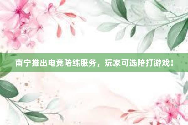 南宁推出电竞陪练服务，玩家可选陪打游戏！