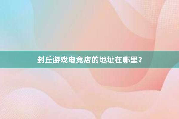 封丘游戏电竞店的地址在哪里？