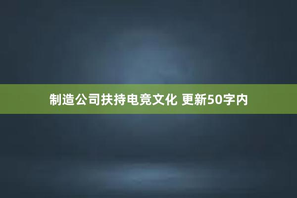 制造公司扶持电竞文化 更新50字内