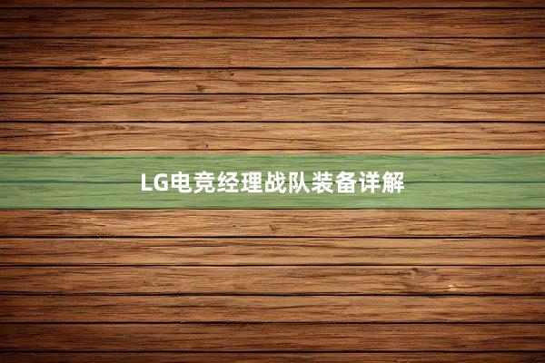 LG电竞经理战队装备详解